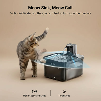 2.5L Wireless Stainless Steel Smart Pet Water Fountain