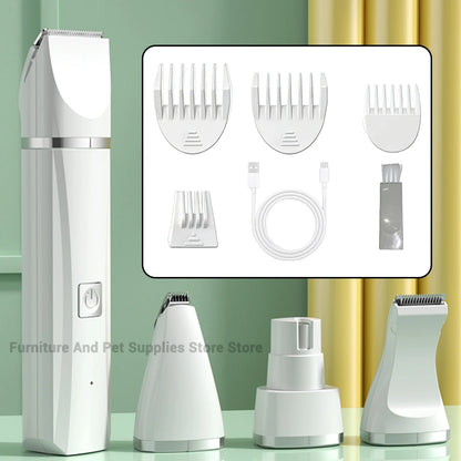New 4-in-1 Electric Pet Multi functional Beauty Tool Set Dog Hair Clipper Rechargeable Pet Hair Clipper Shaver Cat Supplies