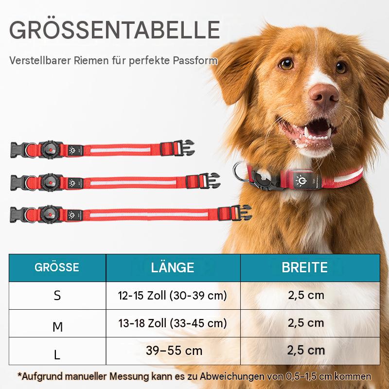 LumiGuard™ – Leuchtendes LED-Hundehalsband mit AirTag-Halterung (Wasserdicht & Aufladbar)