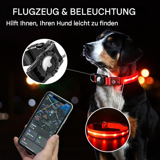 LumiGuard™ – Leuchtendes LED-Hundehalsband mit AirTag-Halterung (Wasserdicht & Aufladbar)