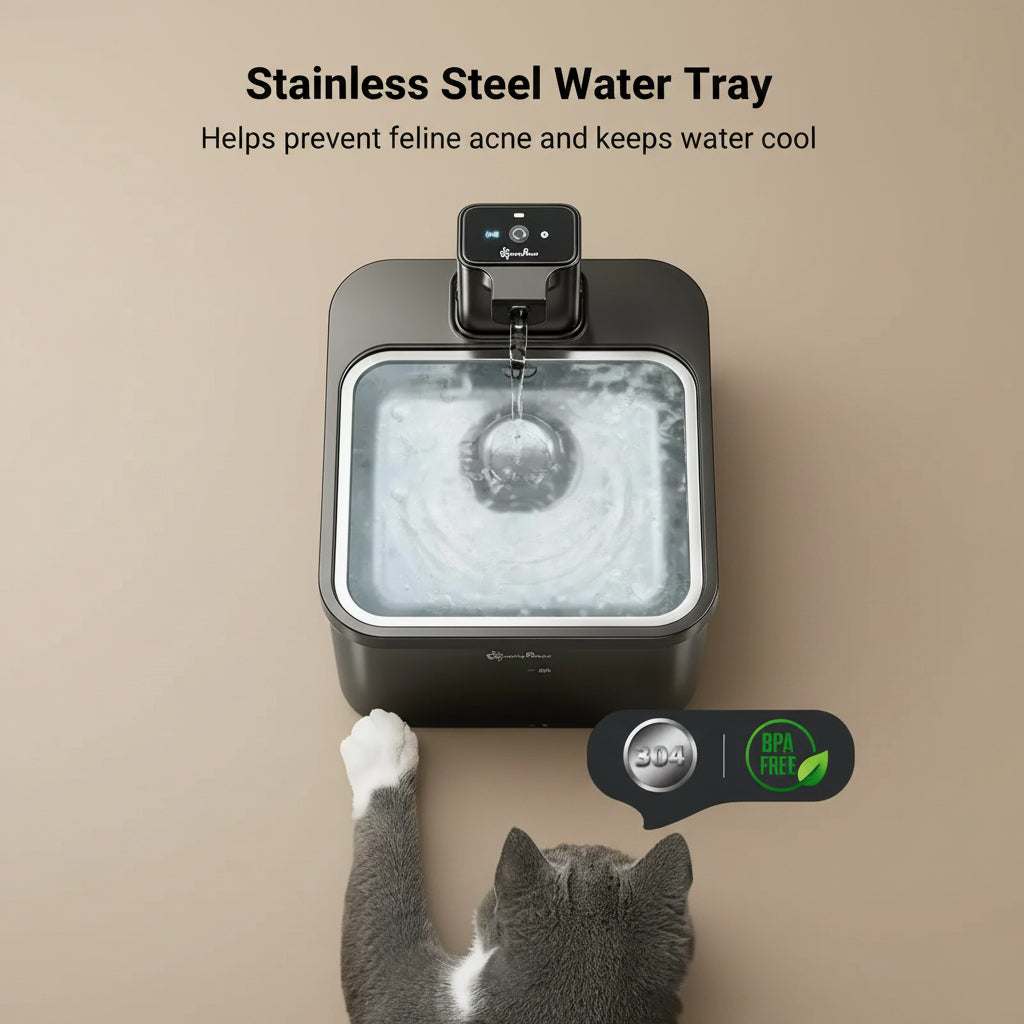 2.5L Wireless Stainless Steel Smart Pet Water Fountain