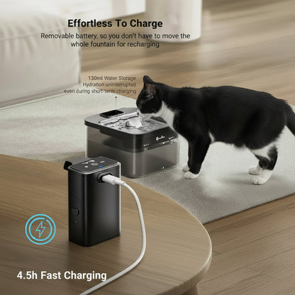 2.5L Wireless Stainless Steel Smart Pet Water Fountain